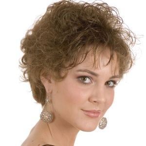 PETITE Wig Loose Layered Curls Medium Brown Mix